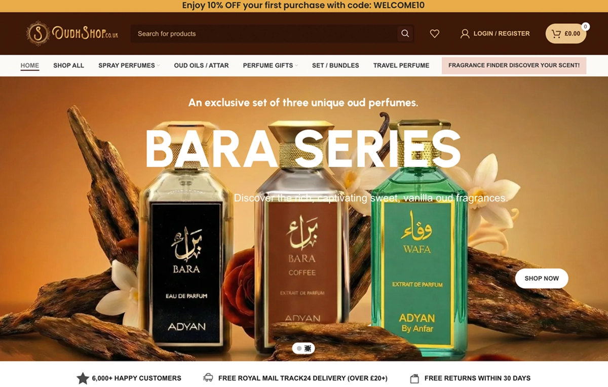 OUD PERFUMES Website Preview